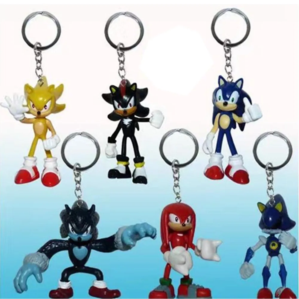 

1 pcs Cartoon Sonic The Hedgehog Key Chain Adventures Of Sonic The Hedgehog PVC Model Collection Kid Gift Toy