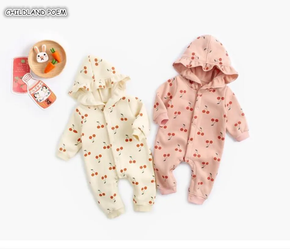 Goedkoop Baby Rompertjes Lente Baby Meisje Romper Hooded Pasgeboren Baby Kleding Voor Meisjes Jumpsuit Lange Mouw Prinses Baby Jongens Romper