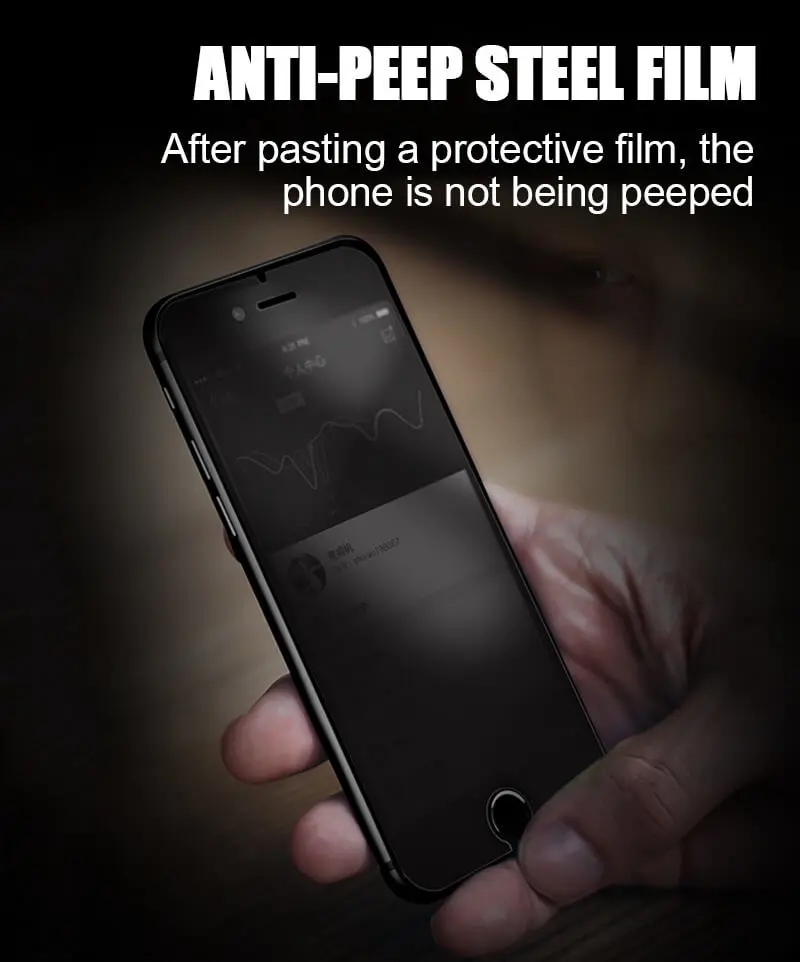 5D 9H Anti-Peeping Privacy Screen Protector for iPhone 7 7 plus 8 8 plus Tempered Glass Protective Flim (5)