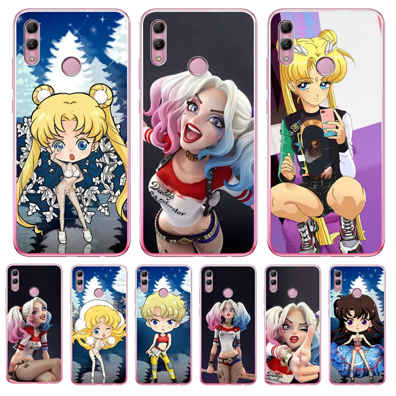 

Luxury Sailor Moon Harley Quinn Women cartoon For Huawei Honor 10 9 8 8X 8C 7A 7C 7X 7 6X 6A Lite phone Case Cover Funda Coque