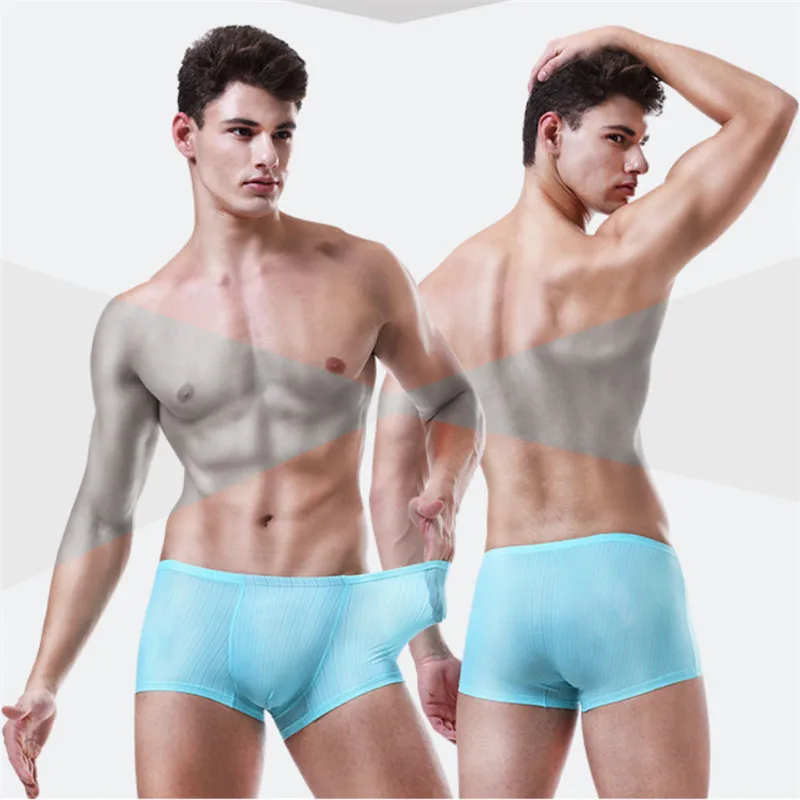 Летние дышащие мужские Бесшовные тонкие трусы из ледяного шелка Graphene Inner Four-cornered Pants для продажи