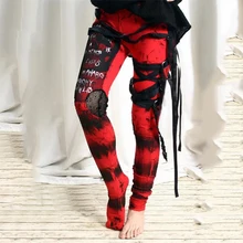 Повседневные брюки Rosetic Женщины Letter Print Mesh Hipster Черные готические рваные брюки панк заш