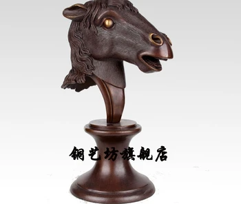 

14'' China Bronze Famous Feng Shui Twelve Zodiac Horse Animal Head Statue