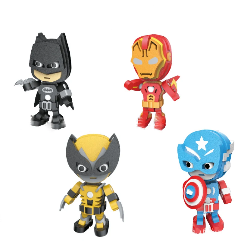 Мстители мягкие вставки блоки игрушки Marvel DC Росомаха Бэтмен Железный человек 3D Развивающие DIY сборка подарок для детей Прямая поставка