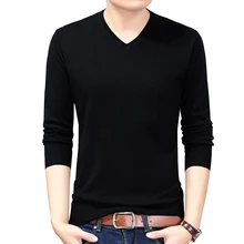 Весна, Новое поступление, повседневный мужской свитер с v-образным вырезом, брендовая одежда, вязаный кашемировый пуловер высокого качества, 9 цветов