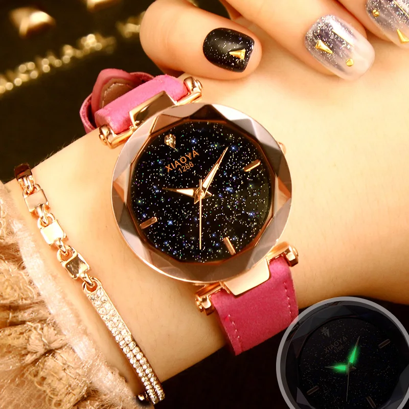 

Luxury Women Quartz Watch Starry Sky Ladies Wrist Watches Fashion montre femme Female Leather Clock relogio feminino Waterproof