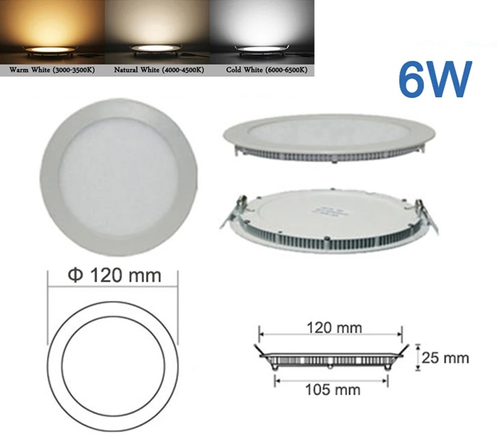 Ultra Thin LED Panel Downlight 3W 6W 9W 12W15W 18W Round/ Square LED Ceiling Recessed Light AC85-265V LED Panel dimmable lamps