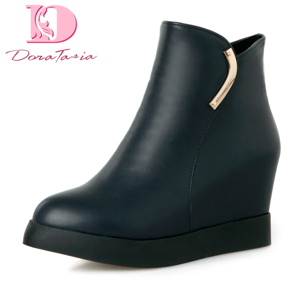 

Doratasia brand new top quality pu leather Shoes Woman Boots Fashion dropship height indcreasing ankle Boots Women Shoes boot