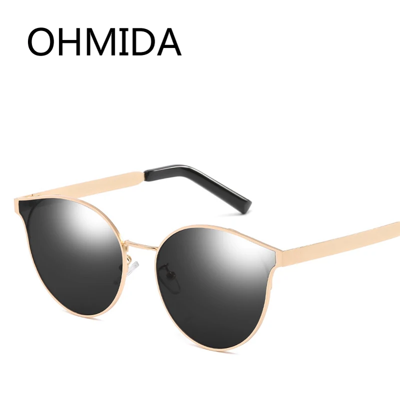 Женские винтажные солнцезащитные очки OHMIDA фиолетовые зеркальные кошачий глаз с
