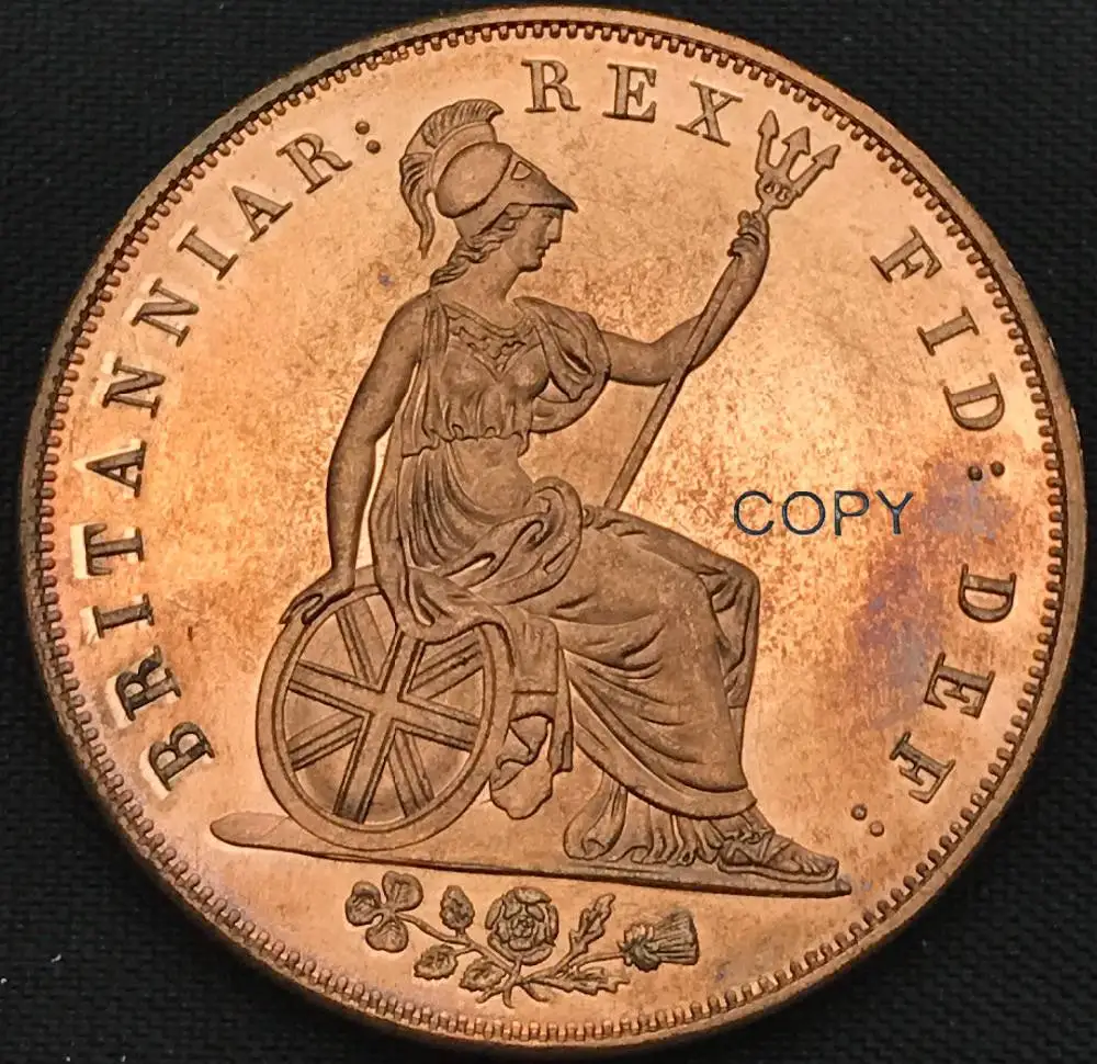 Великобритания 1825 1/2 Пенни Джордж IV британская Британия Сидящая правая красная медь имитация монеты