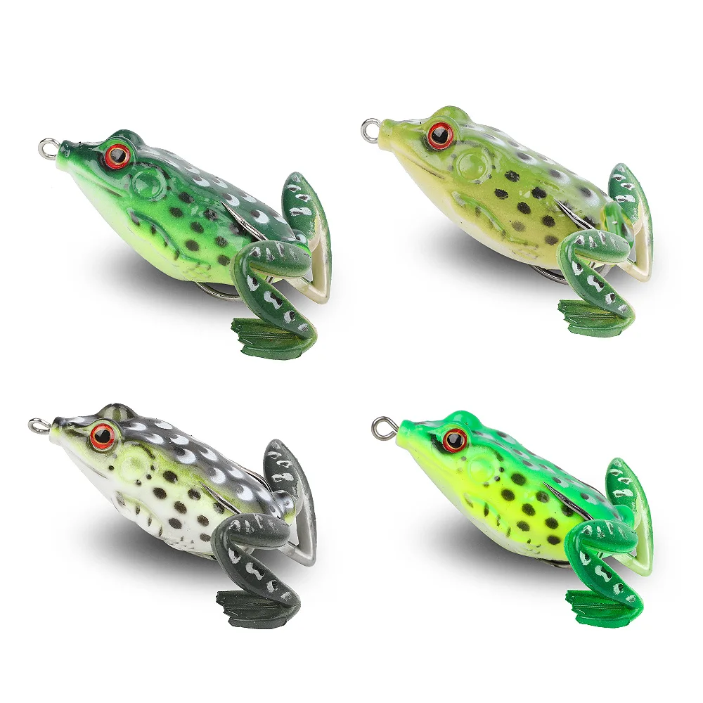 DONQL 4pcs Box Soft Fishing Frog 15g Top Water Artificial Baits With Double Hooks Ray Frogs Soft Silicone Fishing Lure (7)