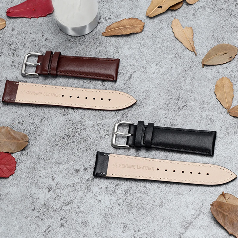 Black Genuine Leather Men's Leather Strap Watchband Strap Watch 12mm 14MM 16MM 18mm 20mm 22MM Watchband Saat 
