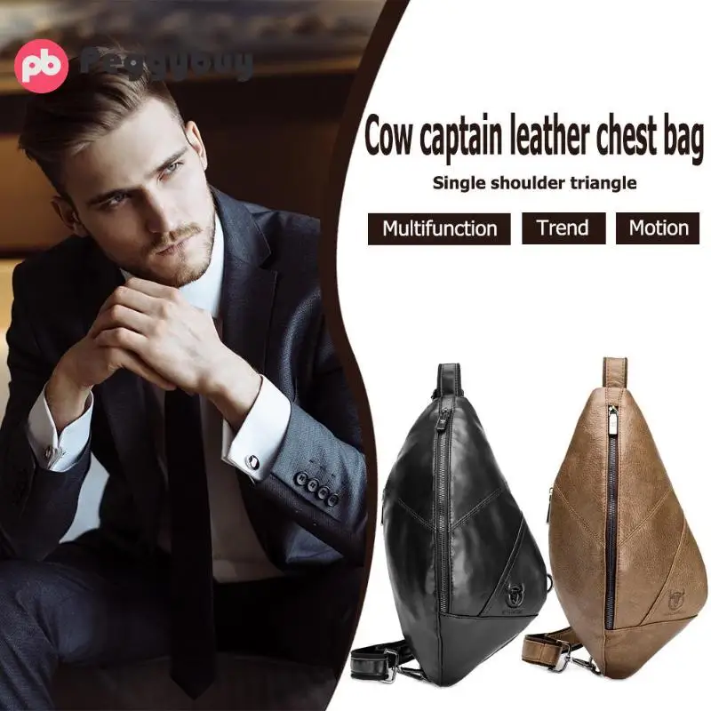 BULLCAPTAIN Solid Color Shoulder Packs Men Genuine Leather Crossbody Bags Male Shoulder Bags Back Packs Travel Hot new