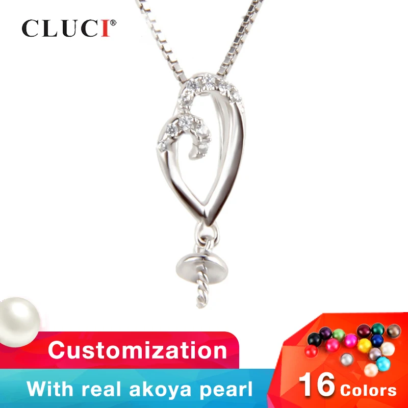 

CLUCI Heart Shaped Silver 925 Zircon Charms Pendant for Women 925 Sterling Silver Pearl Pendant Mounting Pendant Jewelry