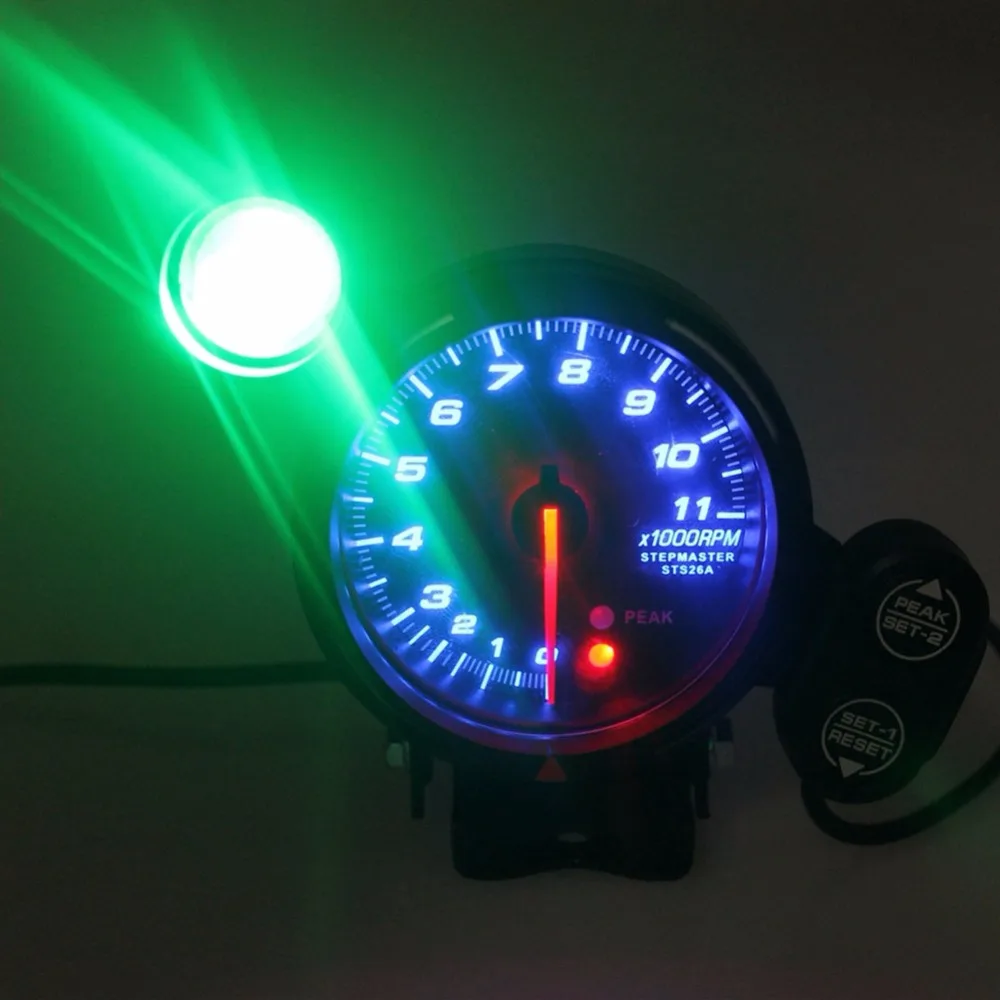 

Car Tachometer Gauge Kit 11000 RPM Blue LED with Shift Light Universal Speed Tachometer Gauge Kit 3.75 Inch 12V
