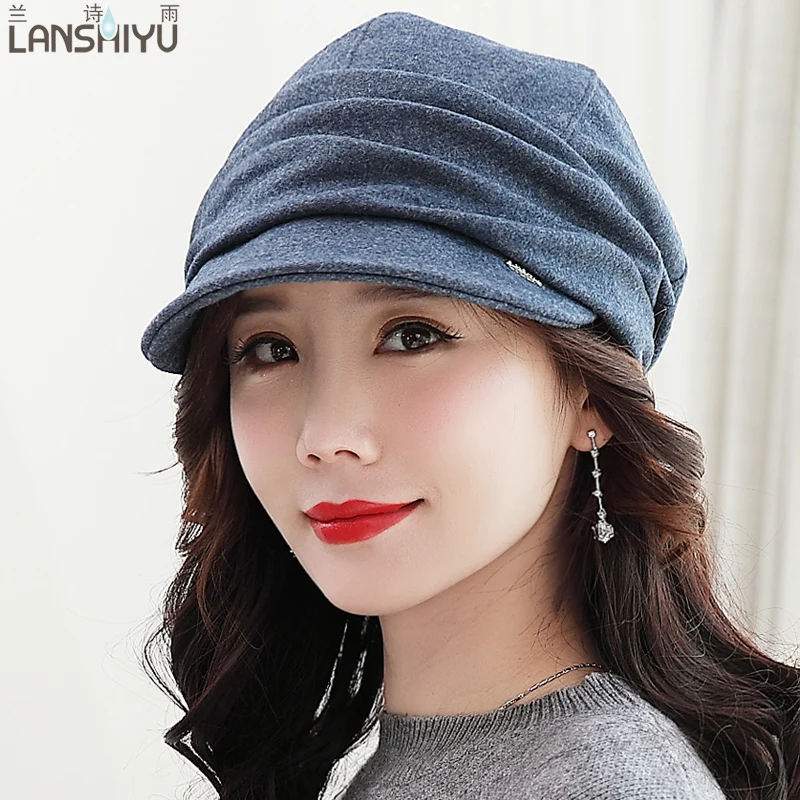 Berets Hat 2017 Popular design newsboy caps womens fashion washed denim