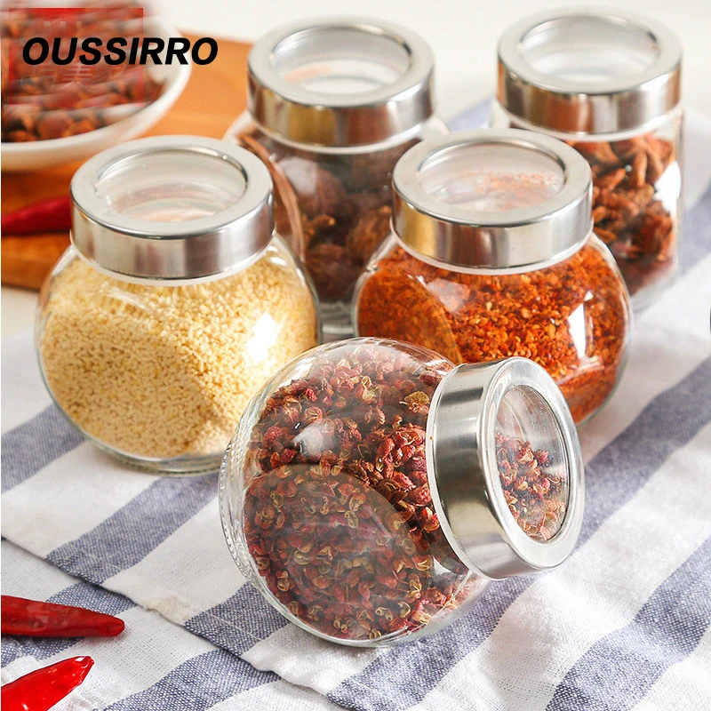 [فيديو] RSCHEF الزجاج مختومة علب/وعاء لحفظ الطعام التوابل الشاي الفاصوليا الحلوى الحفاظ زجاجة أدوات مطبخ حوالي 180 ML