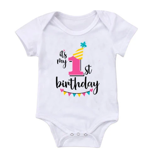Летняя одежда для малышей на первый День рождения; комбинезон с короткими рукавами для новорожденных мальчиков и девочек; хлопковая одежда для младенцев на день рождения