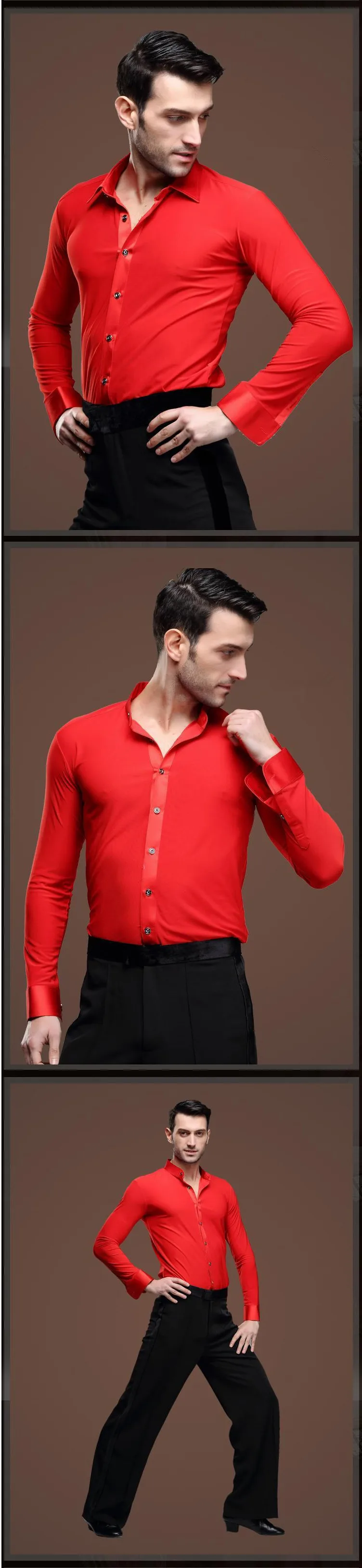 new mens white dance shirt Competition Performance Ballroom Modern Salsa Tango Samba latin mens shirts boys dancewear 3 color -