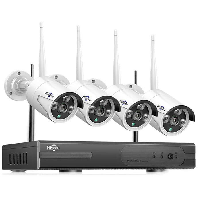 Hiseeu 4HB612 8CH Беспроводная система видеонаблюдения HDD 2MP NVR IP IR-CUT уличная камера видеонаблюдения IP система безопасности комплекты видеонаблюдения - Цвет: White