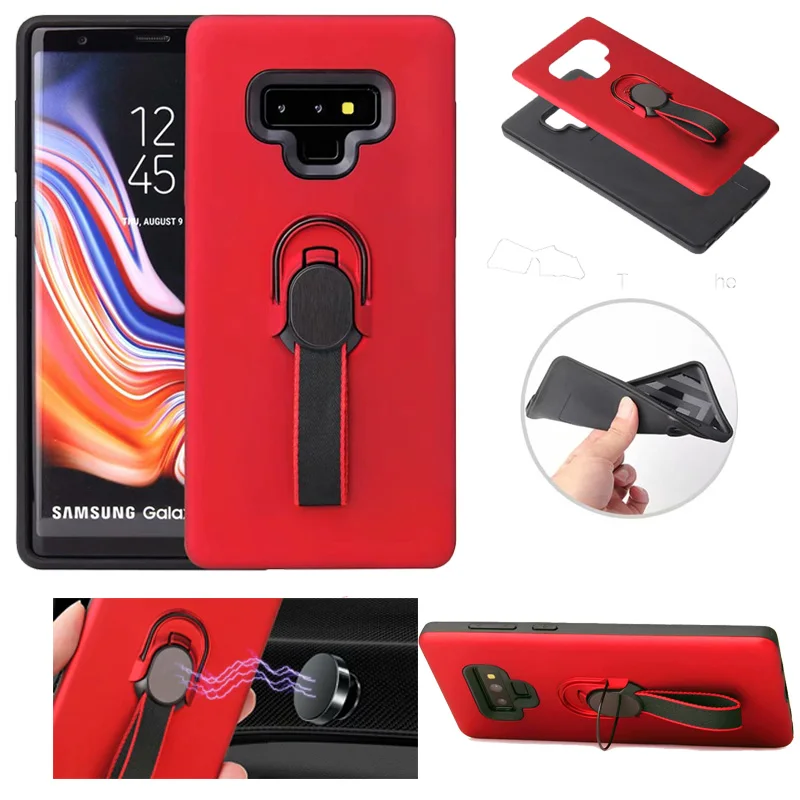 

For Samsung Galaxy Note 9 Full Protection Armor Case Hybrid Soft Silicone Stand Holder Magnetic Ring Back Cover For Note 9 Funda
