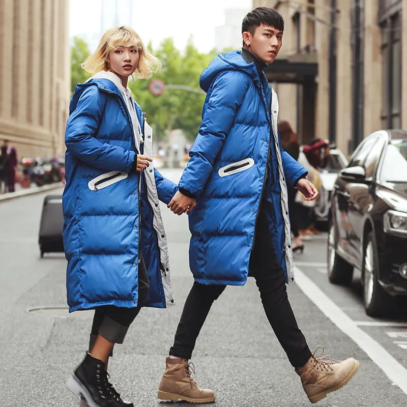 Winter Hot Sale New Fashion Simple and Comfortable X-Long Coat Lovers Thickeneing Hooded Jacket