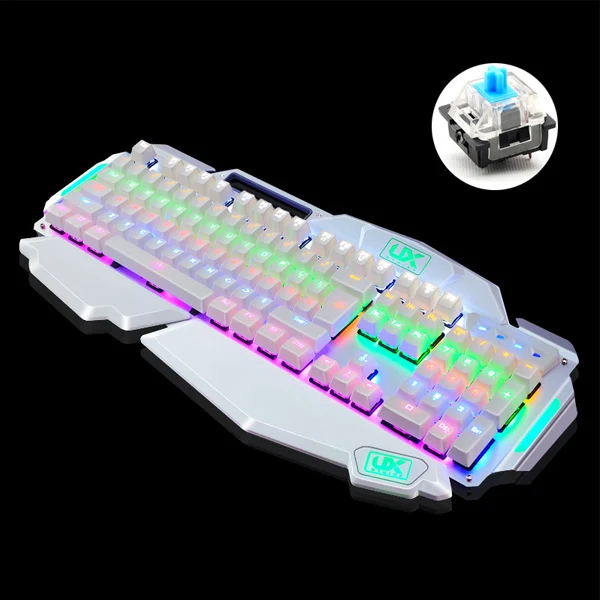 MK915 профессиональная механическая клавиатура полный ключ без мигающего переключателя механическая клавиатура 104 клавиша RGB подсветка игровая клавиатура - Цвет: Белый