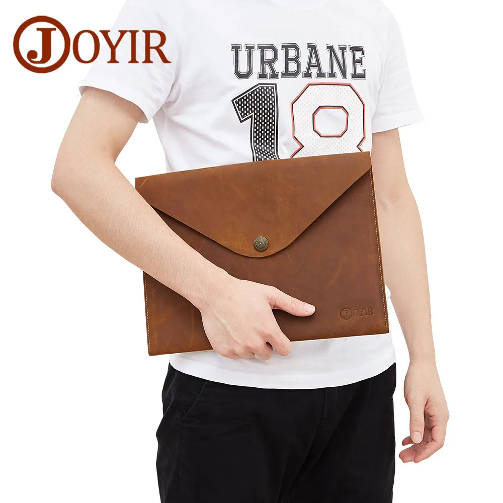 

JOYIR A4 Ipad Bag Genuine Leather Document Bag Leather Solid Vintage Hasp Handbag Clutch Bag Envelope For Men Male New 2058