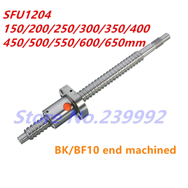 

SFU1204 150 200 250 300 350 400 450 500 550 600 650 mm C7 ball screw with 1204 flange single ball nut BK/BF10 end machined