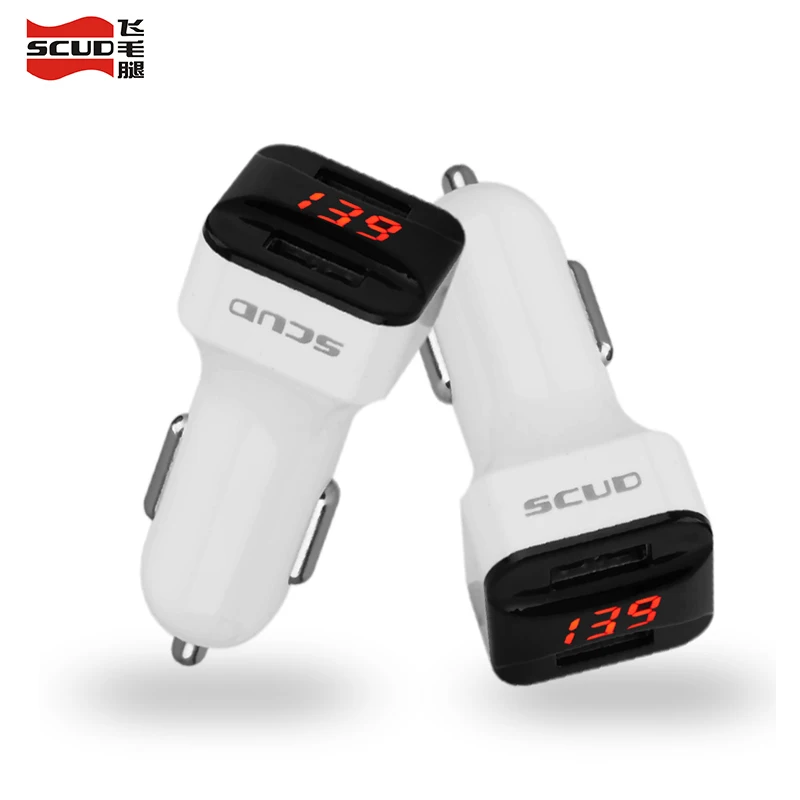 Автомобильное зарядное устройство со светодиодным дисплеем SCUD dual USB 5V 2.0A адаптер