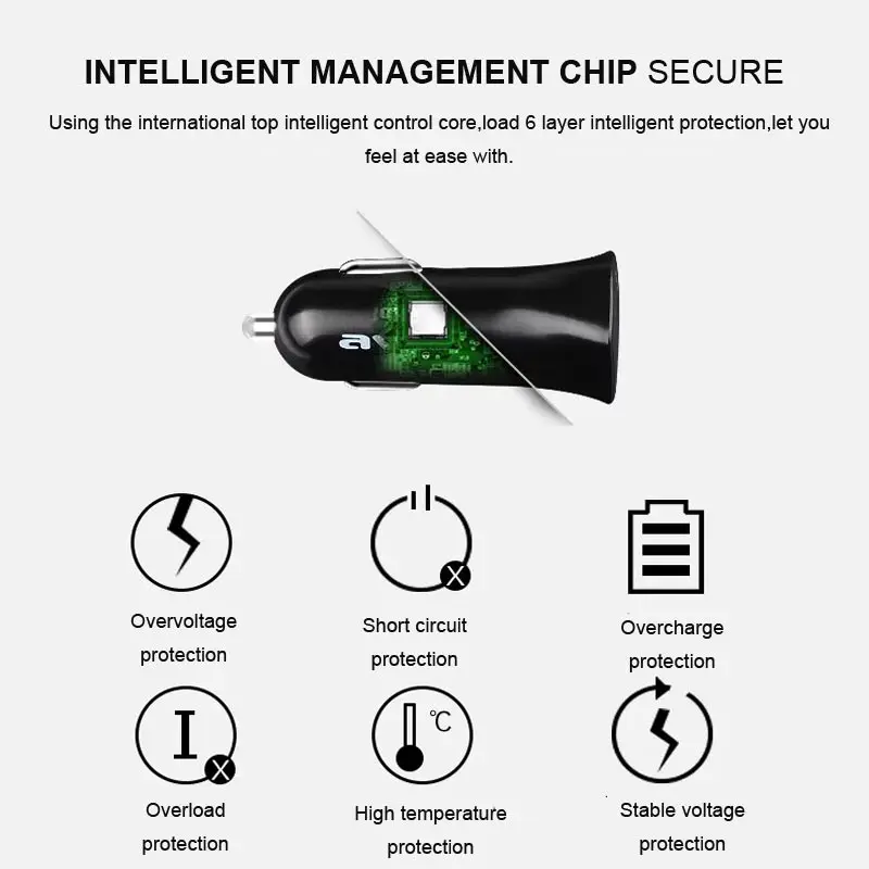 Автомобильное зарядное устройство AWEI с двумя портами USB многофункциональное