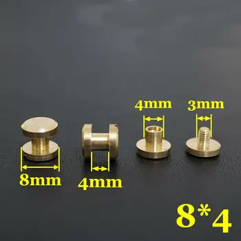 

50pc Q1-8x4 Solid Brass Belt Wallet Saddle Nail Rivets Chicago Screws Leathercraft