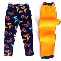 Pleuche/леггинсы для девочек на осень-зиму, плотные теплые детские штаны с цветочным принтом, детские брюки, одежда для маленьких девочек