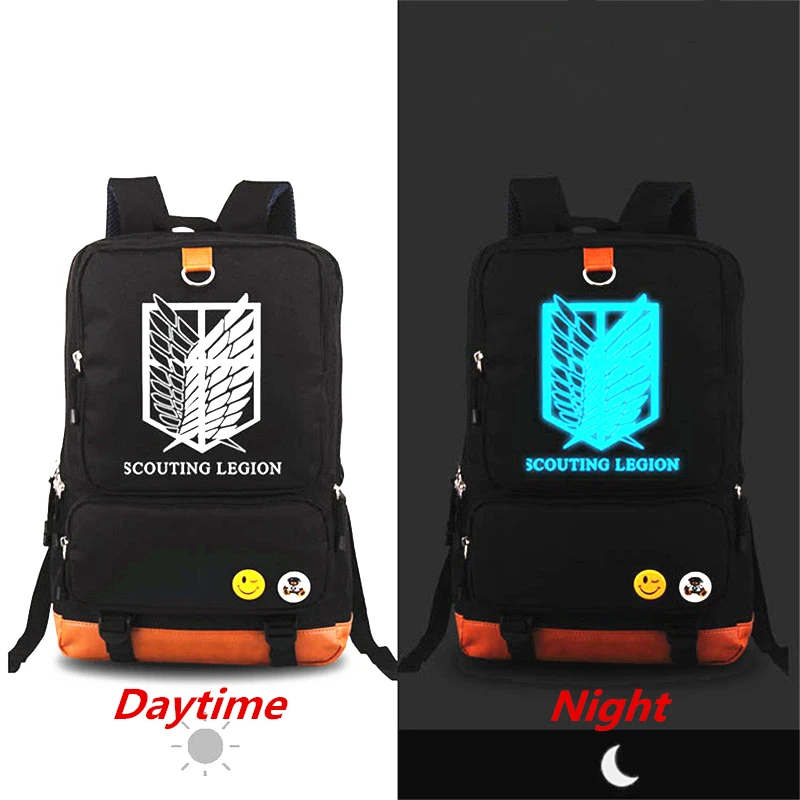 

Japan Anime Attack on Titan Scouting Legion Denim Canvas Luminous Printing Backpack Fashion School Bags for Teenagers Laptop bag