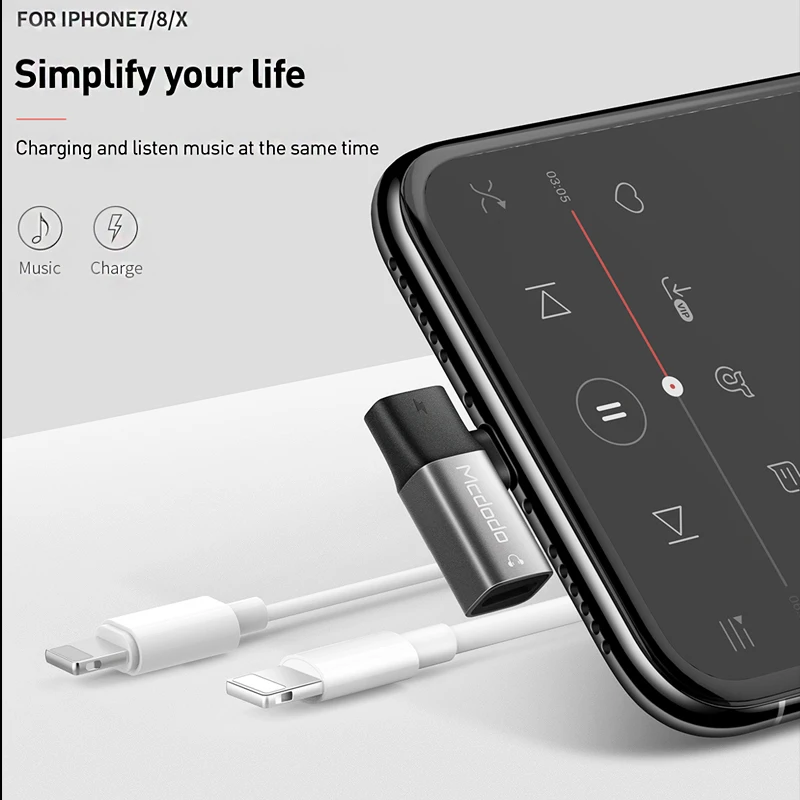 Mcdodo аудио Aux адаптер для iPhone Xs Max Xr X 8 7 наушников разъем OTG кабель для двойной Lightning сплиттер конвертер