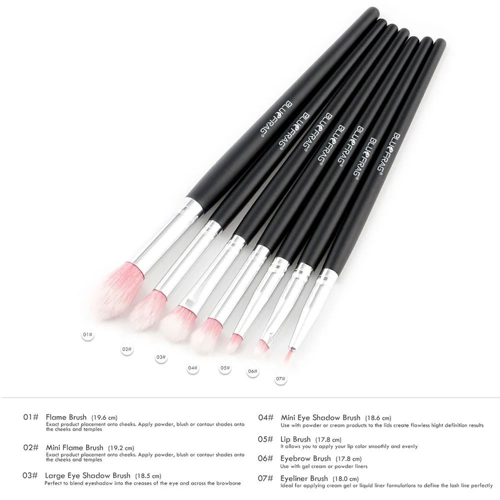 BLUEFRAG 7Pcs New Maquiagem Makeup Brush Tool Set Eye Shadow Applicator Eyelash Brush Professional Blending foundation Brushes