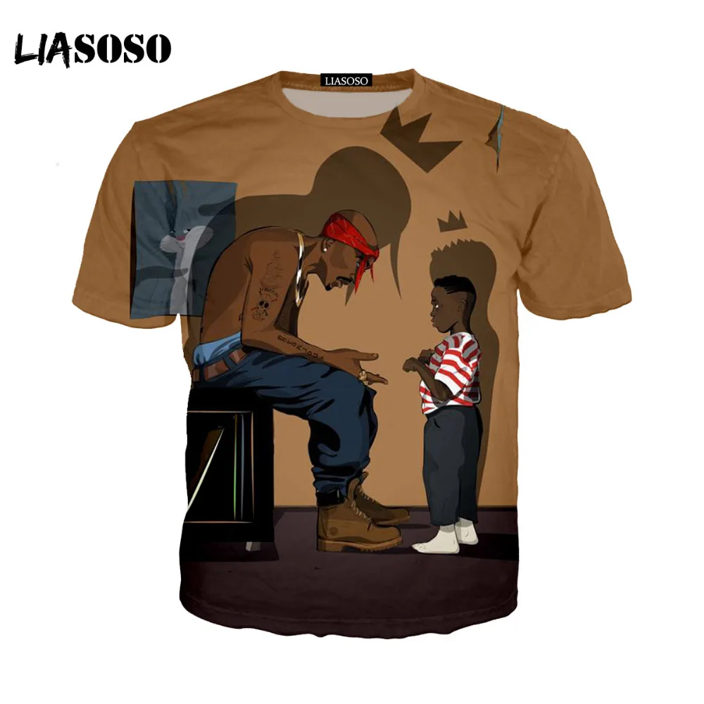 Harga LIASOSO Makaveli 2pac t shirt Shakur rapper Hip Hop Magliette Snoop Dogg Biggie Smalls eminem J Cole Savage jay z hip hop KK56