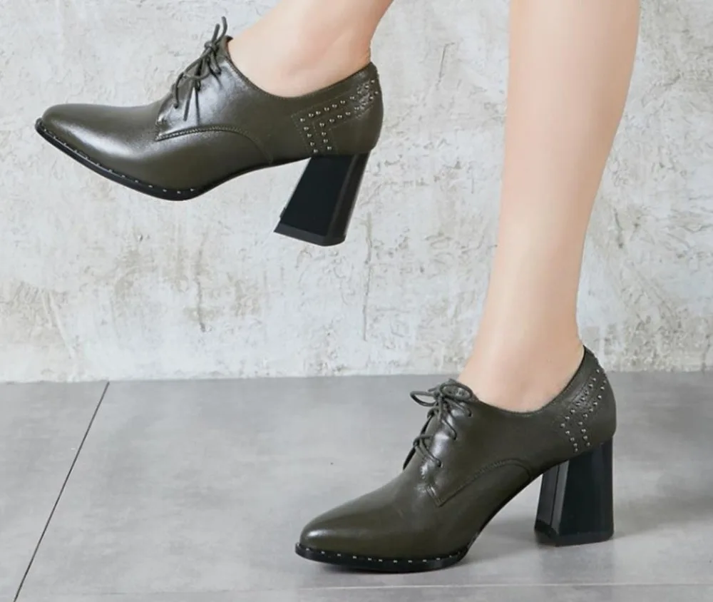 

Spring and Autumn new leather thick and British top hundred tie casual shoes