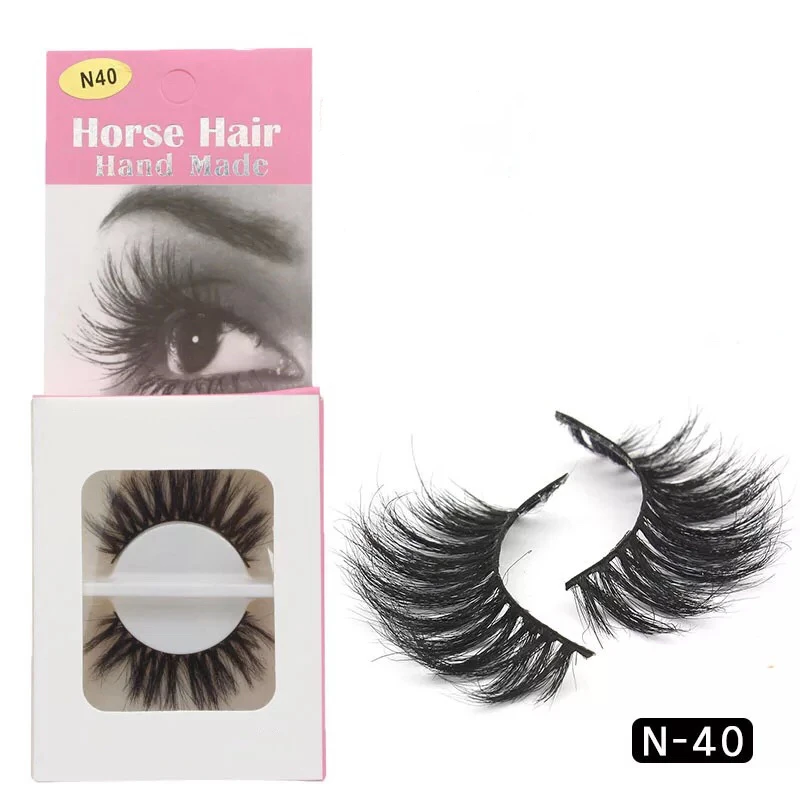 1 Pair Handmade Black Eye Lashes Real Horse Hair Thick Long Full False Eyelashes Beauty Makeup Essential Tools