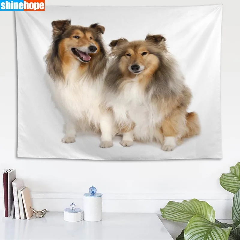 Sheltie гобелен собаки настенный психоделический гобелен фермерский дом декор комнаты в общежитии Настенный Ковер настенное одеяло