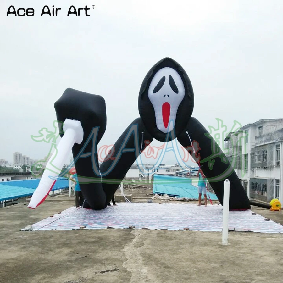 

Horrible arch inflatable Halloween decor archway,ghost face With bloody knife entrance arch with bloody knife for sale