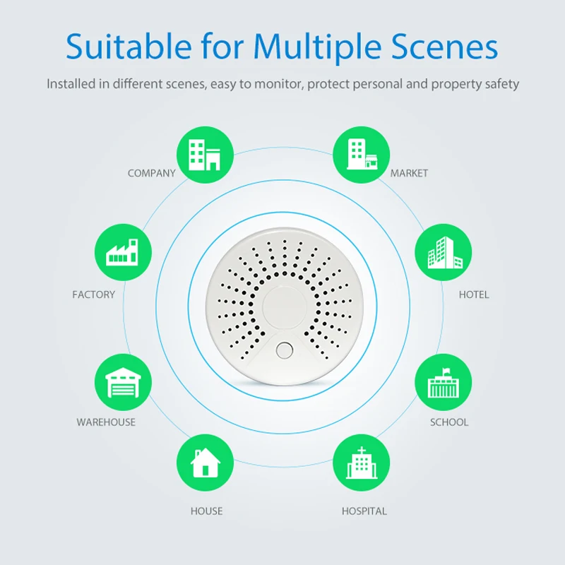 Wifi Smoke Detector Sensor Fire Home Security System Smart Smoke Sensor Smart Life Tuya Works With Alexa Google Home IFTTT