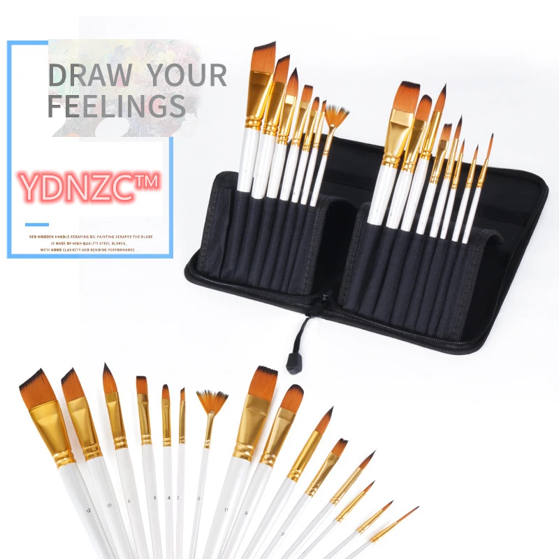 

12Pcs/Set Watercolor Gouache Paint Brushes Different Shape Round Pointed Tip Nylon Hair Painting Brush Set Art Supplies