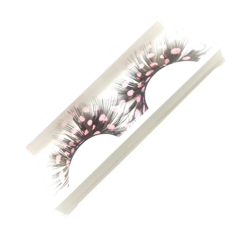 

Long Pink Costume Feather Exaggerated Party Fake False Eyelashes Make up Eye lashes