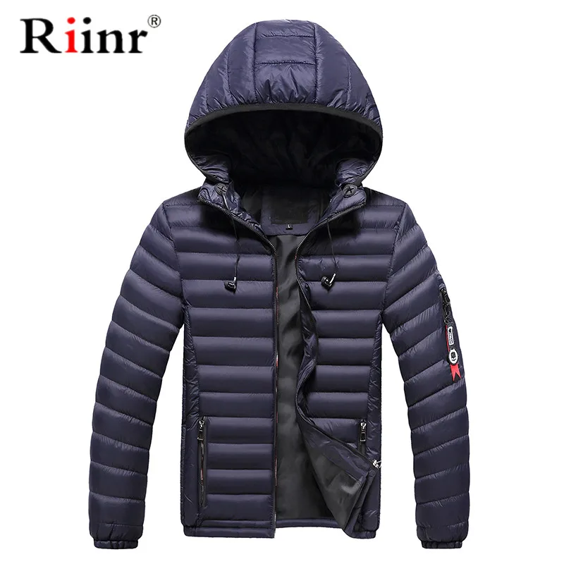 

Riinr New Fashion Brand Jacket Men Parka Winter Spring Autumn Men's Jacket Solid Color Thick Jackets Man Parkas Coat