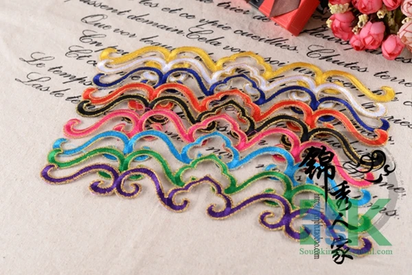 10 Шт./лот Cos костюм шелковой вышивкой кружевной ткани одежда сцена diy аппликация