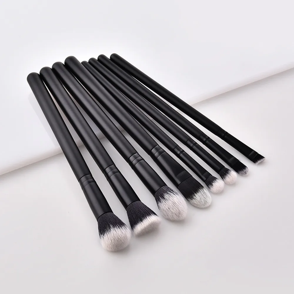 

8PCS Wood Handle Synthetic Oblique Top Buffer Brush For Face Liquid Foundation Multifunctional Concealer Eyeshadow Eyeshadow