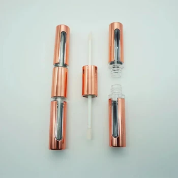 

5ml*2 rose gold dual ended empty custom round lip gloss tube container 2 in 1 lip gloss bottle 50pcs