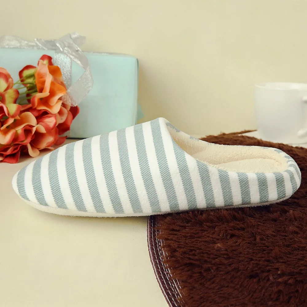 Sleeper#501 NEW Women Men Warm Striped Slipper Indoors Anti-slip Winter House Shoes casual home ladies hot Free Shipping