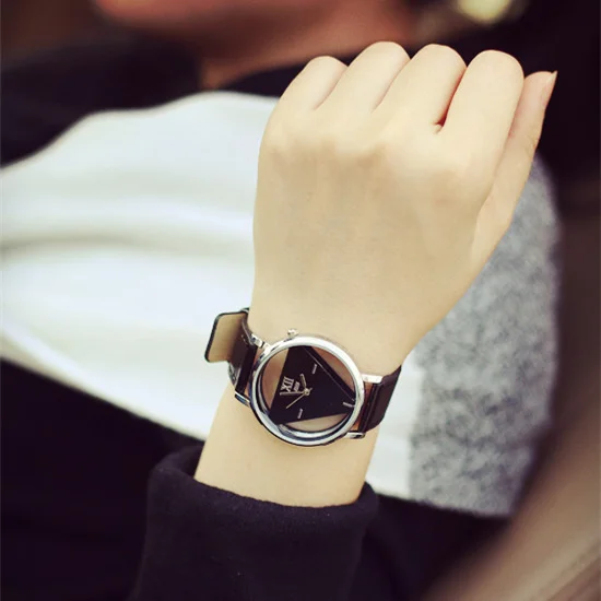 Relogio feminino skeleton watch Triangle watch women Delicate transparent hollow leather strap wrist watch quartz dress watch Relogio feminino skeleton watch Triangle watch women Delicate transparent hollow leather strap wrist watch quartz dress watch